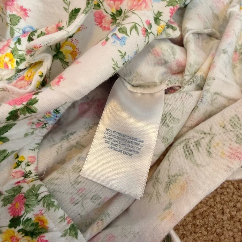 Ralph Lauren Baby Girls 24M Yellow Floral Ruffle‎ Bubble Romper Dress Pony Logo